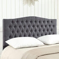 24KF Upholstered Tufted Button Linen Fabric Headboard,Comfortable Fashional Headboard Queen/Full Size,Dark Gray-Ruum Studio Home