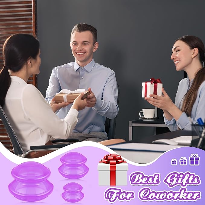 TrelaCo 6 Pcs Cupping Kit for Massage Therapy 3 Sizes Silicone Cupping Set Chinese Massage Therapy for Studio Household Cellulite Joint Pain Muscle Pain(Clear Purple)-Ruum Studio Home