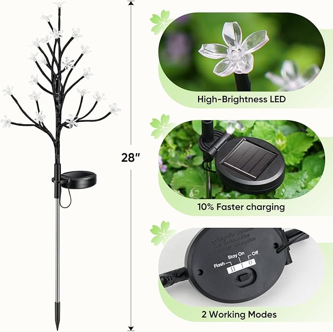 Solar Garden Lights Garden Decor, Solar Flowers Lights Outdoor Decorative,2Pack 40LED Solar Lights Outdoor Garden Waterproof for Outside Yard,Lawn,Patio,Pathway Decorations Gardening Gifts-Ruum Studio Home