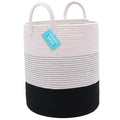 OrganiHaus Black & White Blanket Storage Basket for Living Room 15x18, Woven Nursery Hamper Basket, Large Toy Basket Storage for Kids, Laundry Hamper, Baby Laundry Basket, Cute Cotton Rope Basket-Ruum Studio Home