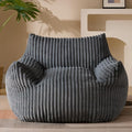 Giant Plush Bean Bag Chair for Adults with Armrests - Oversized Comfy Grey Beanbag Lounge Lazy Floor Sofa Accent Chair for Living Room, Bedroom & Dorm, Cozy Fluffy Single Cloud Mini Couch-Ruum Studio Home