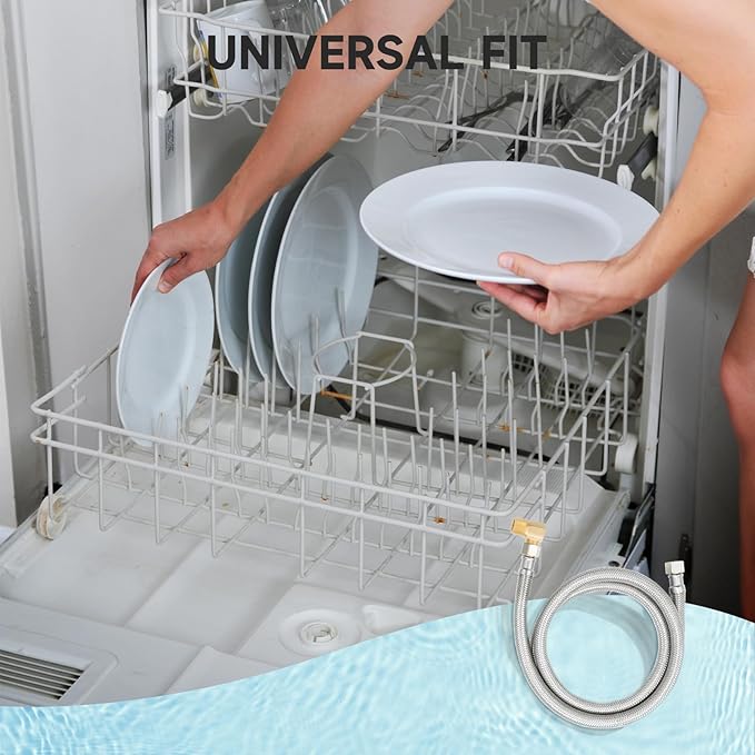 Roastove Universal Dishwasher Installation Kit,4 Ft Stainless Steel Dishwasher Hose,Burst Proof Water Supply Line with 3/8" Compression Connections-Ruum Studio Home
