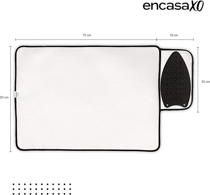 Encasa Homes Ironing Mat/Pad - Metallic Silver (Small 28"x20") with 5mm Foam Padding & Silicone Iron Rest for Steam Pressing on Tabletop or Bed - Heat Reflective, Portable, Quilting-Ruum Studio Home