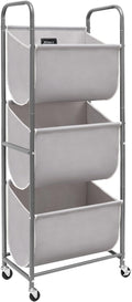STORAGE MANIAC 120 Liters Vertical Rolling Laundry Hamper, 3 Section Laundry Sorter with Wheels and 2 Breaks, 3-tier Laundry Baskets for Small Space, Dorm, Laundry Room, Closet, Bathroom, Gray 3-tier-Ruum Studio Home