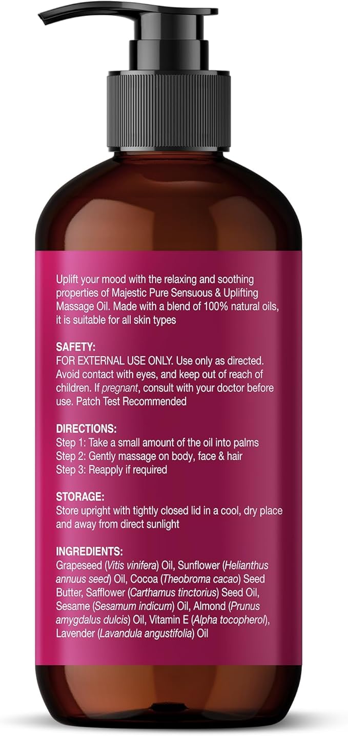 MAJESTIC PURE Cocoa Massage Oil for Massage Therapy - Refreshing, and Relaxing - Natural Oils with Cocoa Butter, Vitamin E & Lavender Oil - for All Skin Types - Men and Women - 8 fl oz-Ruum Studio Home