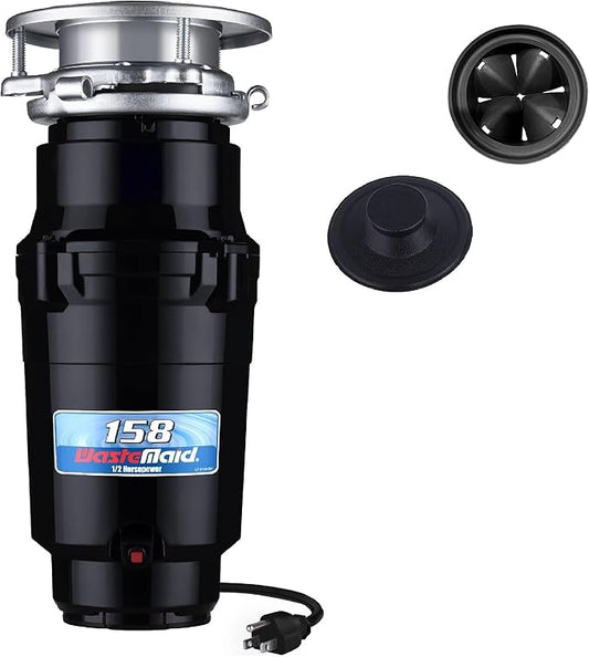 Waste Maid 10-US-WM-158-3B Garbage Disposal Anti-Jam Stainless Steel Food Waste Grinding System, 1/2 HP Standard, Black-Ruum Studio Home