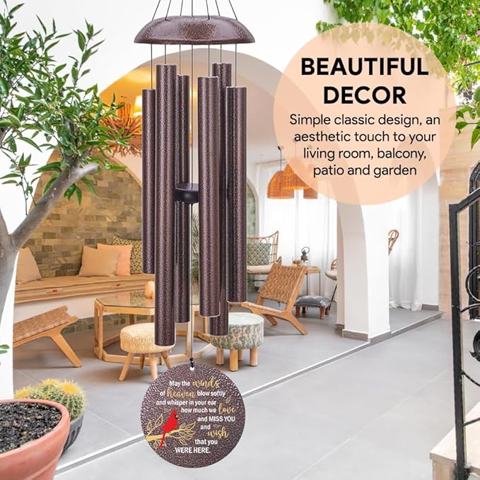 Personalized Memorial Wind Chimes Outdoor, Cardinal Commemorative Gifts for Loss of Loved One, 36Inch Customized Sympathy Wind Chimes Deep Tone, Condolences Gifts for Funeral-Ruum Studio Home