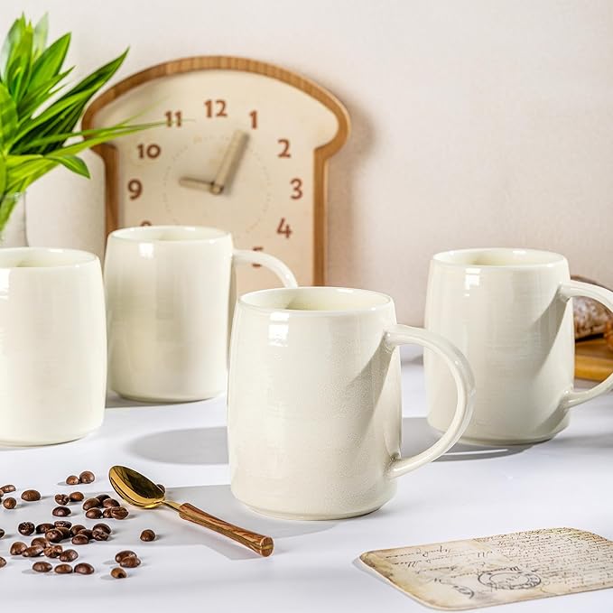 GBHOME Large Coffee Mugs Set of 4, 18oz Handmade Ceramic Coffee Mugs Set with Gradient color for Latte/Tea/Beer/Hot Cocoa, Dishwasher & Microwave Safe-Ruum Studio Home