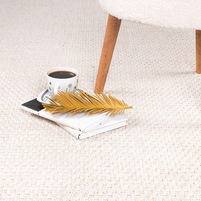 CAMILSON Easy Jute Rug 4x6, Indoor Outdoor Off-White Farmhouse Area Rugs for Living Room Patio and Kitchen Rug, Solid Woven Design, Easy-Cleaning, Washable Outside Carpet Alfombras (4 x 6)-Ruum Studio Home