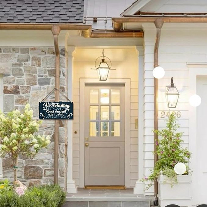 No Soliciting Sign for House Door Funny Do Not Ring Doorbell Sign for Home Front Door Seriously Don't Knock Or Ring Doorbell Don't Make It Weird Wooden Yard Signs 12x6 Inch-Ruum Studio Home