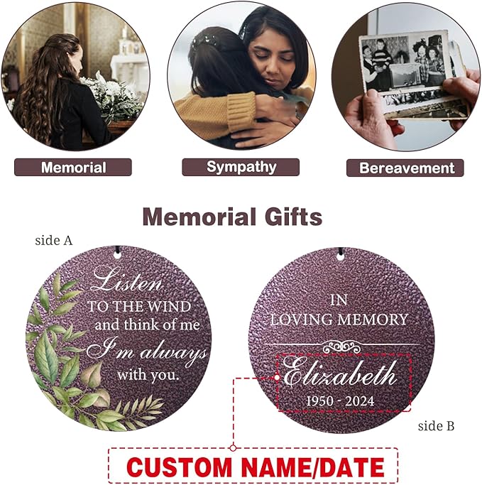 ASTARIN 36" Large Deep Tone Personalized Sympathy Wind Chimes, Memorial Wind Chime for Loss of Mother Father Loved One, Bereavement Gifts Decor Outdoor Patio Garden Graveyard-Ruum Studio Home