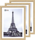 VCK 18x24 Oak Wood Frame for Poster & Picture, Natural Solid Wood Photo Frames 3 Pack, Wall Mounting Hanging-Ruum Studio Home
