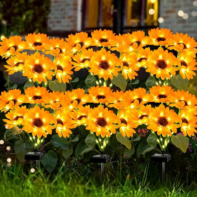 Solar Sunflower Lights 6 Pack with 36 Sunflower Solar Lights Outdoor Garden Decor Birthday Gift for Mom Women Grandma,Waterproof Solar Flower Garden Stake Lights for Yard Landscape Patio Lawn Pathway-Ruum Studio Home