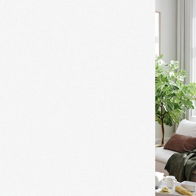 HIDBEA Frosted Window Privacy Film Non-Adhesive, Reusable Window Glass Films Heat Control Self Static Cling Removable Window Stickers for Home Office Living Room(White Frosted, 17.5 Inch x 6.5 Feet)-Ruum Studio Home