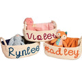 Personalized Baby Name Basket, Custom Woven Baby Shower Gift Basket with Cotton Rope Handle Baby Diaper Nursery Shelf Storage Basket Bin for Kids' Bedroom (Style 3)-Ruum Studio Home