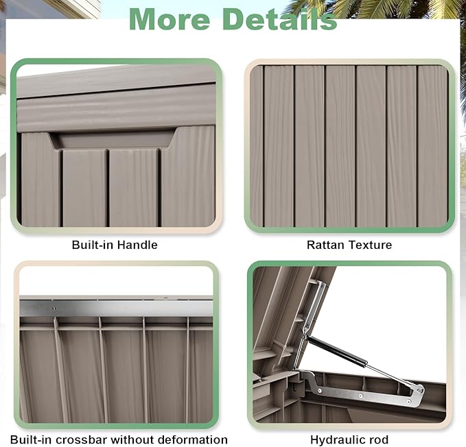 DRATO 80 Gallon Large Deck Box, Outdoor Storage Box for Patio Furniture, Patio Cushions, Gardening Tools, Pool Supplies 480lbs Weight Capacity,Waterproof Resin Storage Boxes-Ruum Studio Home