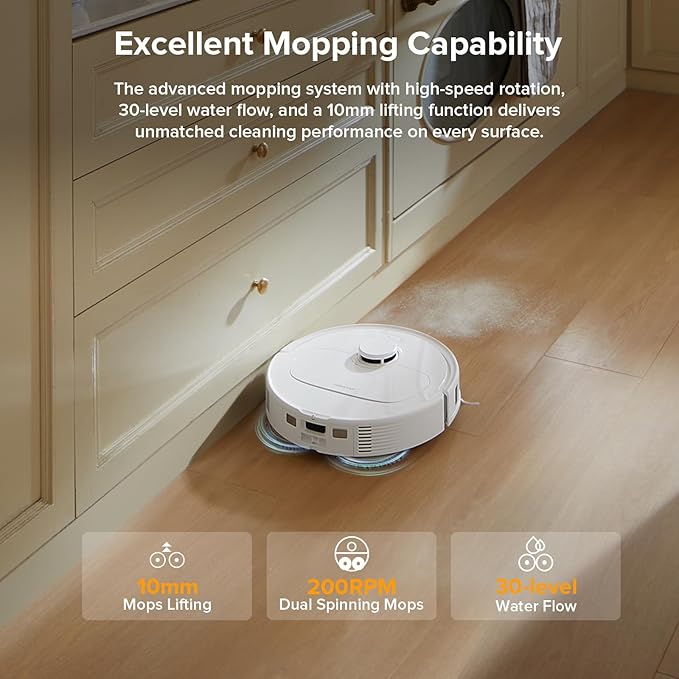 roborock Qrevo Series Robot Vacuum and Mop, 8000Pa Suction, Upgraded from Qrevo S, Anti-Tangle Brush, Smart Obstacle Avoidance, Auto Mop Washing, All-in-One Dock, 200RPM Spinning Mops, White(QV 35A)-Ruum Studio Home