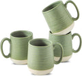 Hasense Porcelain Coffee Mugs Set of 4, 15 Oz Large Coffee Cups, Latte Cup with Handle, Tea Mugs for Men and Women, Modern Coffee Mug for Cappuccino, Milk, Cocoa, Microwave & Dishwasher Safe, Green-Ruum Studio Home