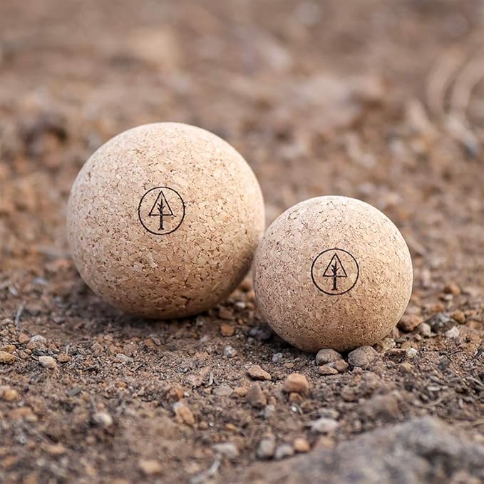 Travel Cork Massage Ball | Lightweight, Sustainable Alternative to Lacrosse Ball for Muscle Pain Relief (2 Piece Assortment, Sanded Cork)-Ruum Studio Home