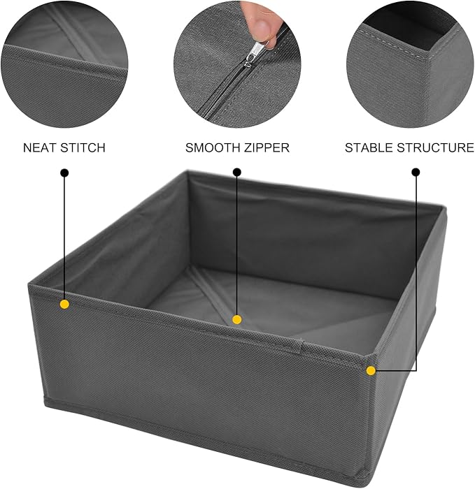6 Pack Drawer Organizers for Clothing,Fabric Foldable Closet Organizers and Storage Dresser Drawer Dividers Storage Basket Bins for Clothes,Socks,Scarves,Ties,Underwear,Towels-Ruum Studio Home