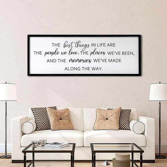 The Best Things in Life Framed Wall Art, 40''×15'' Rustic The Best Things in Life Sign for God Jesus Christ Prayer, Horizontal Holy Inspirational Family Home Decor-Ruum Studio Home