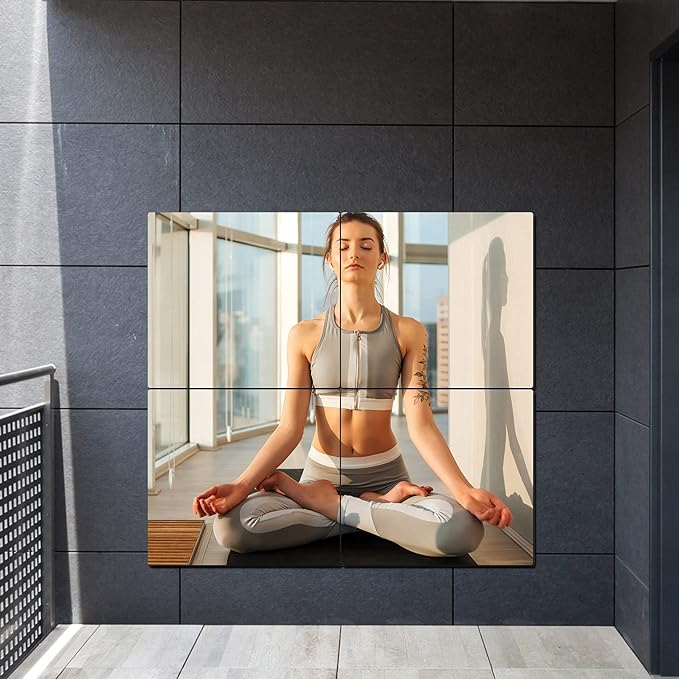 Shatterproof Wall Mirror Full Length for Bedroom, Acrylic Gym Mirrors For Home, Extra Thick: 0.12 inch, 16 x 16 inch x 4 Pcs, Workout Mirrors Safe for Kids, Over The Door, Long Wall Mounted-Ruum Studio Home