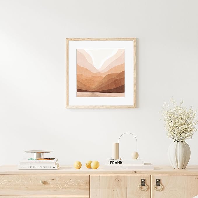 16x16 Picture Frame Natural Solid Oak Photo Frames with 12x12 Removable Mat Wall Hanging Large Handcrafted Frame with HD Plexiglass Wall and Tabletop Display Large Poster Frame-Ruum Studio Home