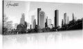 Black and White Wall Art Houston Skyline Canvas Print Picture Panoramic Cityscape Poster Decoration for Bedroom Office Home Decor Framed and Ready to Hang, 13.8"x47.3"-Ruum Studio Home