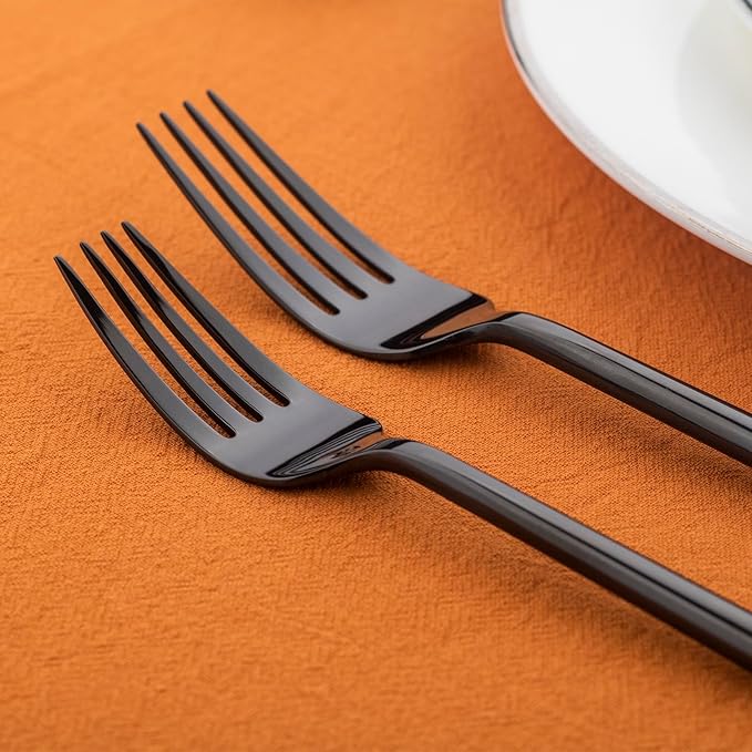 Alata Potter Black 20-Piece Forged Silverware Set with Utensil-Serving Set, Service for 4, Stainless Steel Flatware Set, Modern Design with Mirror Finish, Ideal for Home, Kitchen, Party, Camping-Ruum Studio Home