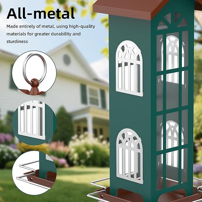Metal Bird Feeder The Most Popular Bird Feeders for Outdoors Hanging,Waterproof and Rust-Proof,Easy Cleaning,Wild Bird Feeders Attracting Chickadees Goldfinches Cardinals Finches and Sparrows-Ruum Studio Home