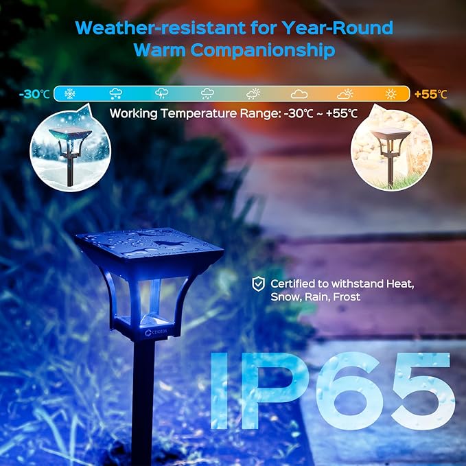 CINOTON RGBW Solar Landscape Pathway Outdoor Lights with 3 Lighting Modes, IP65 Waterproof LED Solar Powered Wall Lights for Garden Yard Lawn Path Driveway Pool Backyard Warm White & Multicolor 4 Pack-Ruum Studio Home