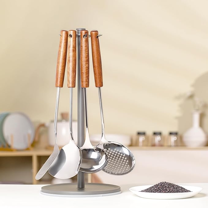 FJNATINH Wok Spatula and Ladle Tool Set - Stainless Steel Wok Tools,Wok Utensil,Mirror Polished Stainless Steel Cooking Utensils 14.6-15.2" Kitchen Utensils Cookware, Pack of 2-Ruum Studio Home
