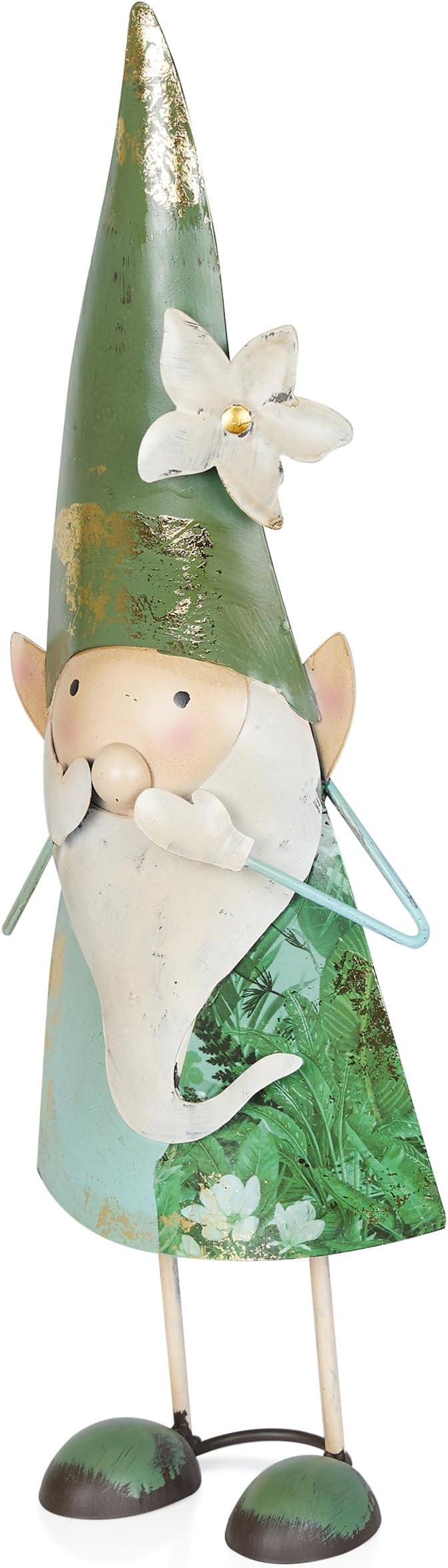 Alpine Corporation - 18" Tall Outdoor Garden Gnome Yard Decoration - Metal Statue with Speak No Evil Expression - Durable, Weatherproof Lawn Sculpture for Patio, Deck, Yard-Ruum Studio Home