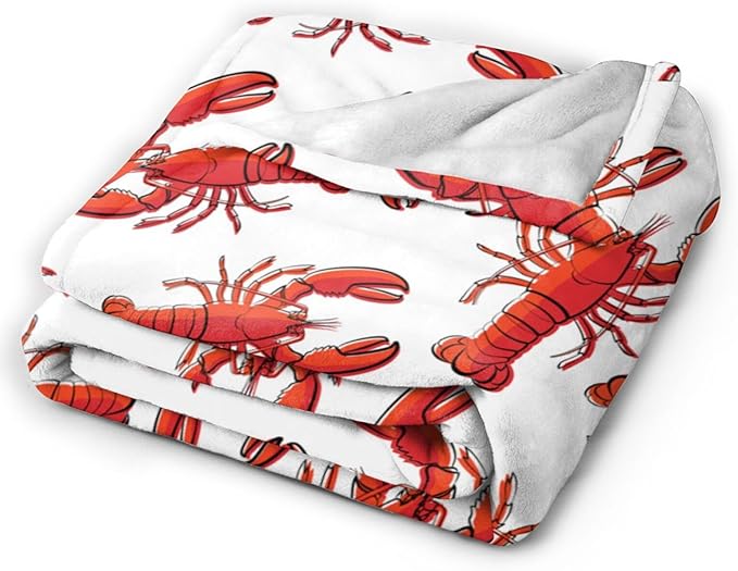 HGOD DESIGNS Red Lobster Fleece Throw Blanket Ultra Soft Cozy Blooming Decorative Flannel Blanket All Season for Home Couch Bed Chair Travel 50x60in-Ruum Studio Home