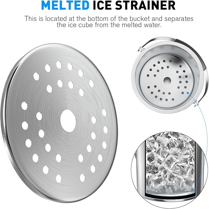 3.2 Liter Ice Bucket with Silicone Lid, Strainer, Tongs, Double Wall Insulated Stainless Steel Ice Bucket Wine Bucket for Cocktail Bar and Parties-Ruum Studio Home