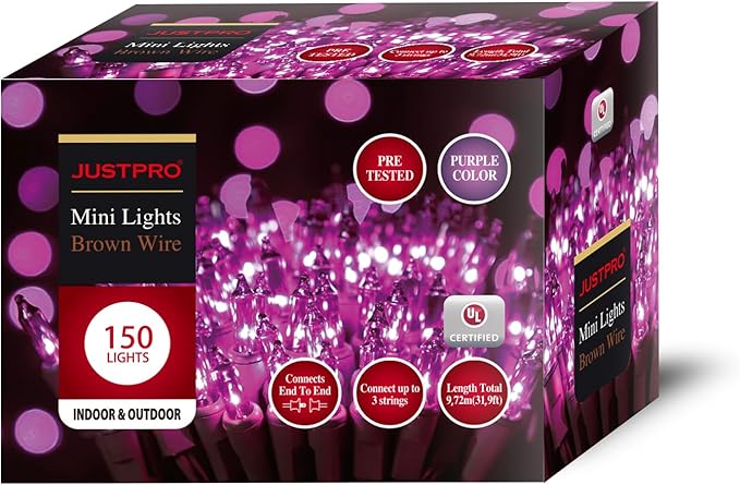 150LIGHTS Purple Extra-Bright with End Connectors Halloween Decorative Lights 9.72m UL Certified Mini String Light Set Waterproof for Halloween Home Garden Christmas Tree Party Patio Wedding-Ruum Studio Home