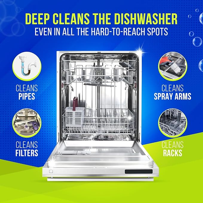 Washing Machine & Dishwasher Cleaner Tablets, 50 Count, Unscented, Compatible with Front/Top Loader & HE Washers, Removes Residue, Stains, Grime & Limescale, 12-Month Supply-Ruum Studio Home