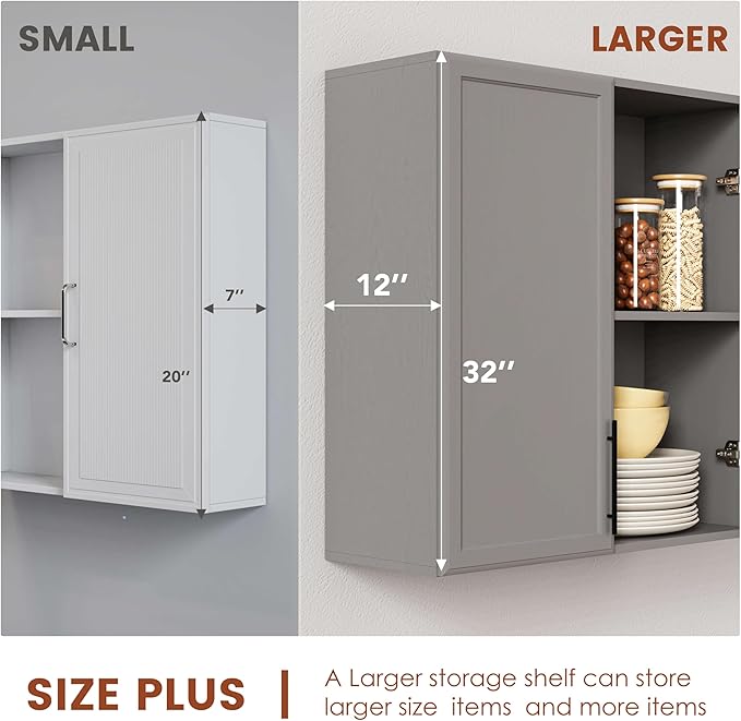 FIMELLO 30" Kitchen Wall Storage Cabinet with Adjustable Shelf, Laundry Cabinet with Doors, Bathroom Storage Cabinet Wall Mount, Storage Cabinet for Bathroom, Kitchen, Laundry Room Cabinet, Grey-Ruum Studio Home