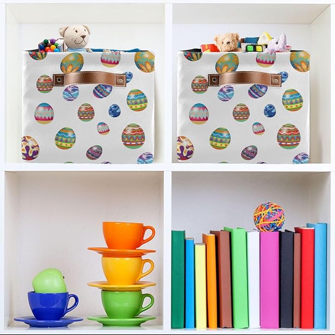 Easter Storage Basket Cube Storage Bins Organizer Bag Collapsible Closet Shelf Baskets with handle for Baby Cloth Pet Toy Book 14.2×10.2×8.3 IN-Ruum Studio Home