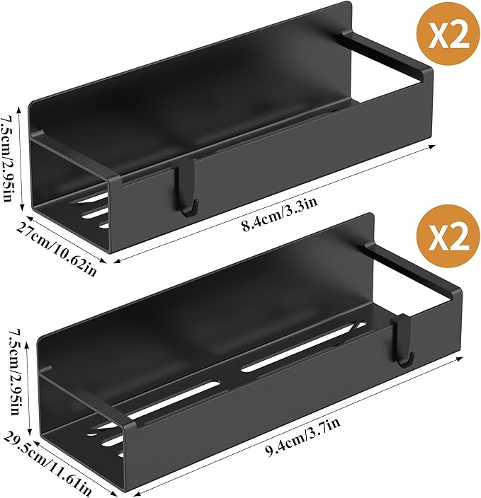 4 Pack Magnetic Spice Rack Organizer for Refrigerator and Oven, Matt Black Fridge Organizers and Storage for Kitchen-Ruum Studio Home