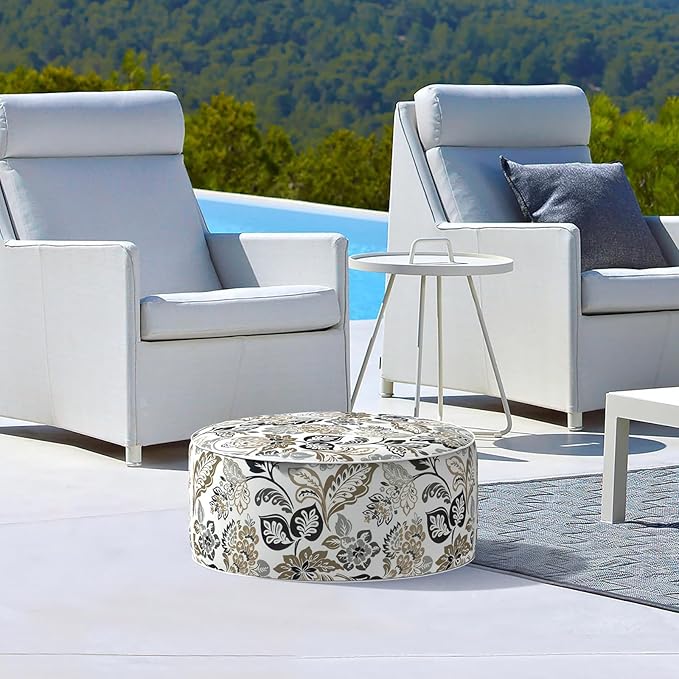 LVTXIII Inflatable Stool Ottoman Footrest with Handle, Decorative Fade-Resistant Foot Stool, Indoor or Outdoor Pouf for Home Garden and Camping Use, 21x21x9, Dailey Tan-Ruum Studio Home