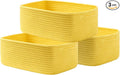 KALLAX Small Woven Basket, 13.5 x 9.5 x 5 Inches, Storage Basket for Organizing, Cute Small Rope Shelf Closet Cube Storage Bins Baskets for Shelves, Dog Toy Gift Baskets Empty, 3 Pack Yellow-Ruum Studio Home