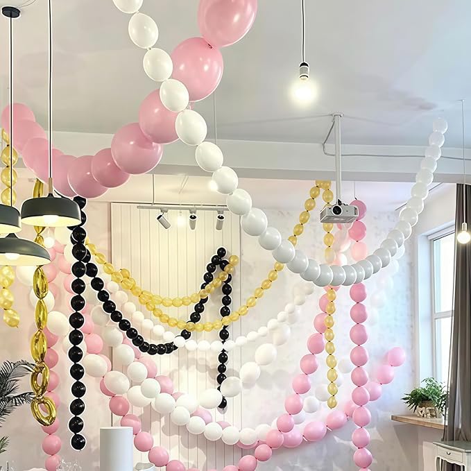 Pastel Pink Quick Link Balloons, 60PCS 10 Inch Baby Pink Linking Balloons for Making Balloon Wall Heart Arch, Tails Balloon for Girls Wedding Birthday Baby Shower Valentine's Party Decorations-Ruum Studio Home