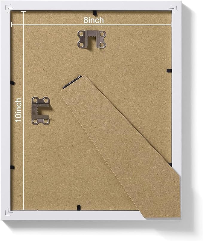 Vittanly 8x10 Picture Frames Set of 9, Shatter Resistant Plexiglass, Display 5x7 Pictures with Mat or 8x10 without Mat, Photo Frames for Wall or Tabletop, Engineered Wood, White-Ruum Studio Home