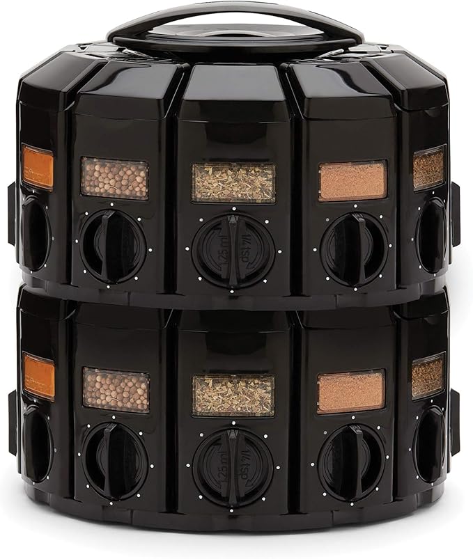 Kitchen Art Spice Rack Select-A-Spice Auto-Measure Carousel 12 Compartments Black 8.75 x 8.75 x 6 inches-Ruum Studio Home