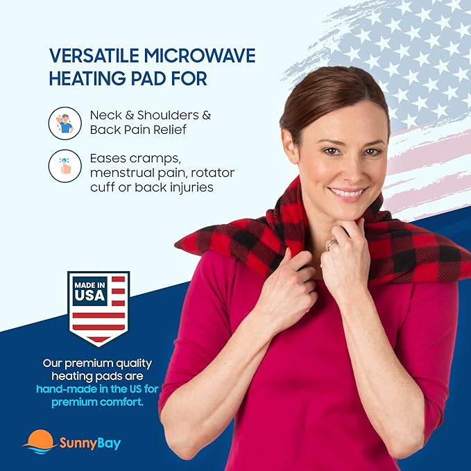 SunnyBay Extra Large Microwave Heating Pad, Microwavable Heavy Weighted Full Body Moist Hot or Cold Pack and Washable Fleece Cover, 10x24 Inches, 2.8 lbs, Made in USA, (Buffalo)-Ruum Studio Home