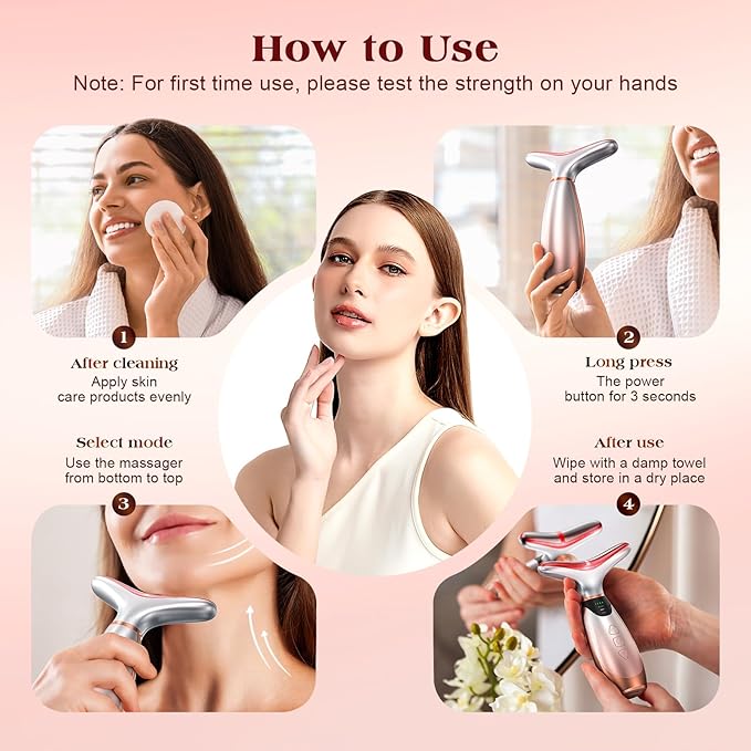 Facial Massager, 7 Colors Red Light Therapy for Face and Neck, Face Lift Device with 113°F Heating Vibration for Multi Skin Care-Ruum Studio Home