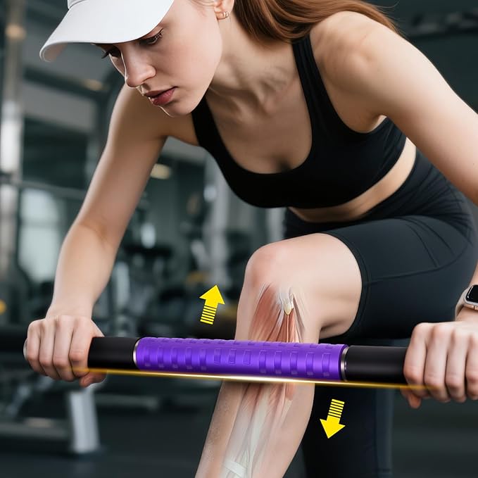 Muscle Roller Stick, Massage Roller for Muscle Deep Tissue Massage, Calf Roller for Myofascial Release, Therapy Roller Stick for Back, Legs, Arms, Waist, and Shoulders Full Body Use (Purple)-Ruum Studio Home
