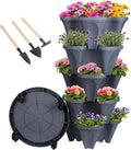 Vertical Planter 5 Tier Stackable Planters Garden Planters Strawberry Herb Flower and Vegetable Planter Indoor Outdoor Gardening Pots with Removable Wheels and Tools-Ruum Studio Home