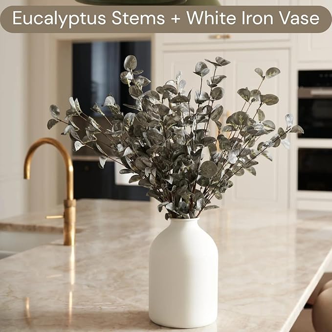RyddeligHome 6 Branches Artificial Long Eucalpytus Stems for Tall Vase, Eucalyptus Centerpieces for Tables, 23" Dusty Green Faux Stems for Vase, Realistic Greenery Branches Fillers for Home Décor-Ruum Studio Home